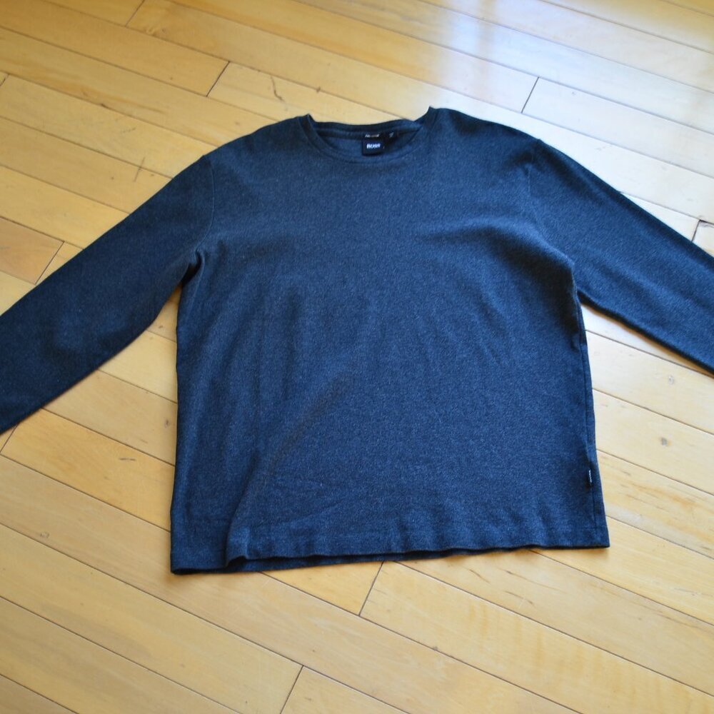boss hugo boss pima cotton long sleeve top charcoal gray size XL men